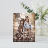 メリーモダンクリスマス写真ホリデーグリーティング ポストカード (スタンド正面)