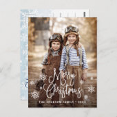 メリーモダンクリスマス写真ホリデーグリーティング ポストカード (正面/裏面)