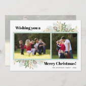 メリーモダンクリスマス冬の緑3枚の写真 シーズンカード (正面/裏面)