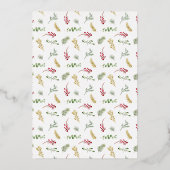 メリーモダンクリスマス冬季グリーン金ゴールド写真 箔シーズンカード (裏面)