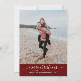 メリーモダンクリスマス台本フォトレッドシェブロン シーズンカード