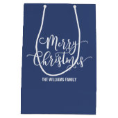 メリーモダンクリスマス台本ブルー抱き枕 ミディアムペーパーバッグ (裏面)