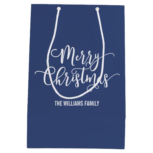 メリーモダンクリスマス台本ブルー抱き枕 ミディアムペーパーバッグ (裏面)