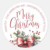 メリーモダンクリスマス台本レッド差出人住所 ラウンドシール (正面)