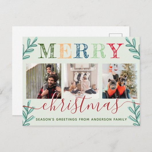 メリーモダンクリスマス季節のごあいさつ写真 シーズンポストカード (正面/裏面)