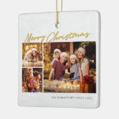 メリーモダンクリスマス家族の休日の写数々の真 セラミックオーナメント (左)