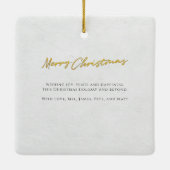 メリーモダンクリスマス家族の休日の写数々の真 セラミックオーナメント (裏面)