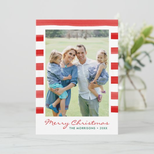 メリーモダンクリスマス家族の写真の休日 シーズンカード (スタンド正面)
