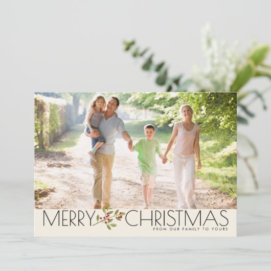 メリーモダンクリスマス家族の写真グリーティング シーズンカード (スタンド正面)