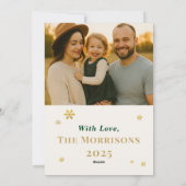 メリーモダンクリスマス家族の写真スノーフレーク シーズンカード (裏面)