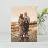 メリーモダンクリスマス家族の写真プレイドタータンチェック シーズンカード (スタンド正面)