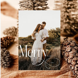 メリーモダンクリスマス家族の写真プレイドタータンチェック シーズンカード