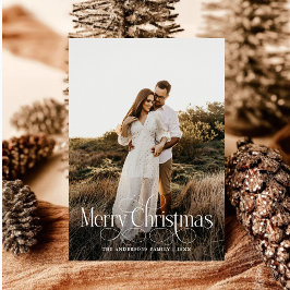 メリーモダンクリスマス家族の写真プレイドタータンチェック シーズンカード