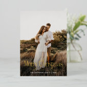 メリーモダンクリスマス家族の写真プレイドタータンチェック 箔シーズンカード (立ち正面)