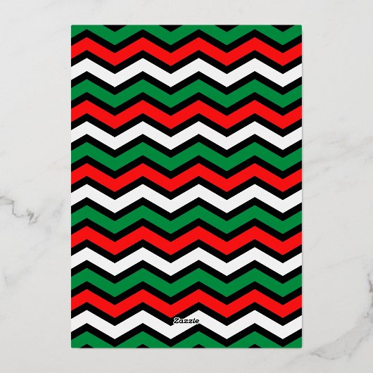 メリーモダンクリスマス家族の写真名のストライプ 箔シーズンカード (裏面)