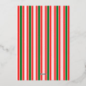 メリーモダンクリスマス家族の写真名のストライプ 箔シーズンカード (裏面)