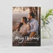 メリーモダンクリスマス家族の写真名タータンチェック シーズンカード (スタンド正面)