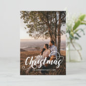 メリーモダンクリスマス家族の写真名タータンチェック シーズンカード (スタンド正面)