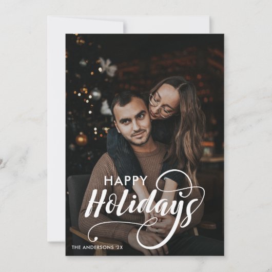 メリーモダンクリスマス家族の写真名タータンチェック シーズンカード (正面)