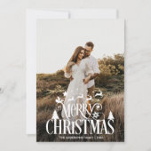 メリーモダンクリスマス家族の写真名タータンチェック シーズンカード (正面)