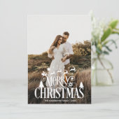 メリーモダンクリスマス家族の写真名タータンチェック シーズンカード (スタンド正面)