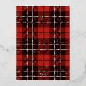 メリーモダンクリスマス家族の写真名タータンチェック 箔シーズンカード (裏面)