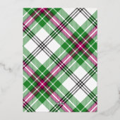 メリーモダンクリスマス家族の写真名タータンチェック 箔シーズンカード (裏面)