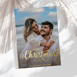 メリーモダンクリスマス家族の写真名バッファロー 箔シーズンカード