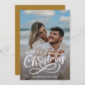 メリーモダンクリスマス家族の写真名金ゴールドホール シーズンカード (正面/裏面)