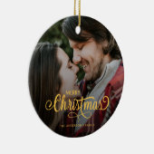 メリーモダンクリスマス家族の写真名 セラミックオーナメント (右)