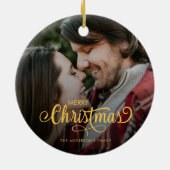 メリーモダンクリスマス家族の写真名 セラミックオーナメント (裏面)