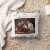 メリーモダンクリスマス家族の写真素朴 クッション (ブランケット)