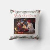 メリーモダンクリスマス家族の写真素朴 クッション (裏面)