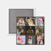 メリーモダンクリスマス家族の写真素朴 マグネット (正面/裏面)