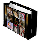 メリーモダンクリスマス家族の写真素朴 ラージペーパーバッグ (正面アングル)