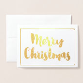 メリーモダンクリスマス家族の写真金ゴールド 箔カード (封筒付き正面)