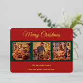 メリーモダンクリスマス家族の写真集 箔シーズンカード (立ち正面)