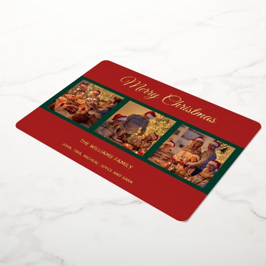 メリーモダンクリスマス家族の写真集 箔シーズンカード (回転した状態)