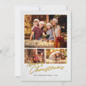 メリーモダンクリスマス家族の金ゴールドフェイク写真 シーズンカード (正面)