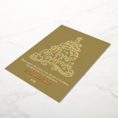 メリーモダンクリスマス家族クリスマスツリー金ゴールド 箔シーズンカード (回転した状態)