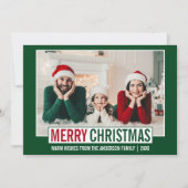 メリーモダンクリスマス家族フォトグリーン シーズンカード (正面)