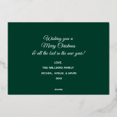 メリーモダンクリスマス家族フォトグリーン&金ゴールド 箔シーズンカード (裏面)