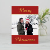メリーモダンクリスマス家族フォトスクリプトフォイル 箔シーズンカード (立ち正面)