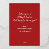 メリーモダンクリスマス家族フォトスクリプトフォイル 箔シーズンカード (裏面)