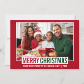 メリーモダンクリスマス家族写真赤 シーズンカード (正面)
