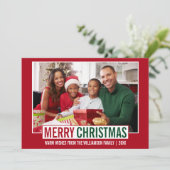 メリーモダンクリスマス家族写真赤 シーズンカード (スタンド正面)