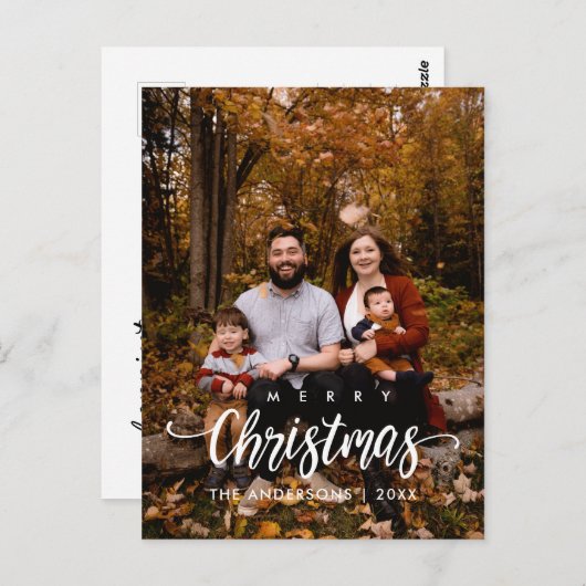 メリーモダンクリスマス家族写真 ポストカード (正面/裏面)
