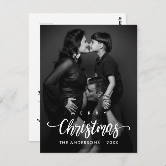 メリーモダンクリスマス家族写真 ポストカード (正面/裏面)