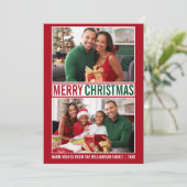 メリーモダンクリスマス家族2写真赤 シーズンカード (スタンド正面)