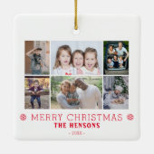 メリーモダンクリスマス家族6写真コラージュ セラミックオーナメント (裏面)